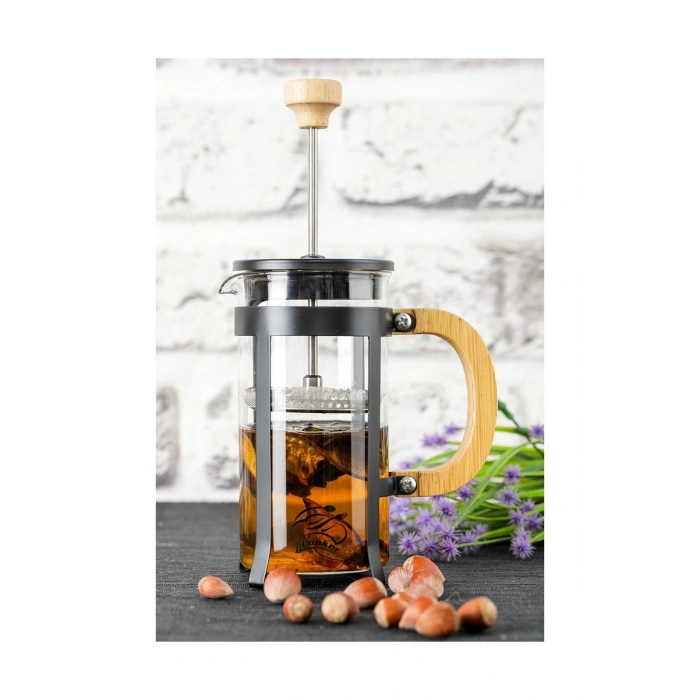 Hubrendy Tedarik Lüx Cam 350 ml French Press Siyah