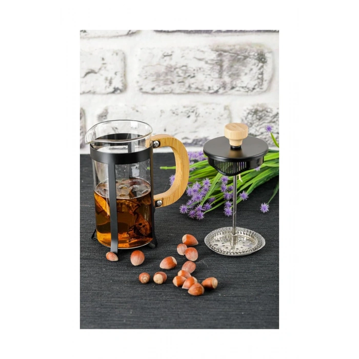 Hubrendy Tedarik Lüx Cam 350 ml French Press Siyah