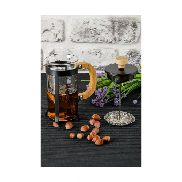 Hubrendy Tedarik Lüx Cam 350 ml French Press Siyah