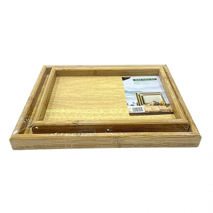 Hubrendy Tedarik Mdf Ahşap Tepsi 2li