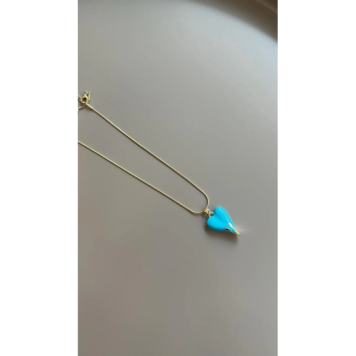 Hubrendy Tedarik Mineli Kalp Kolye - Mavi
