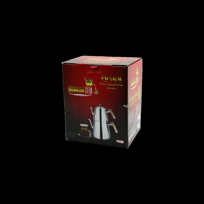 Hubrendy Tedarik Mini Çelik Çaydanlık Seti (0.9L + 1.5L) Kendinden Süzgeçli