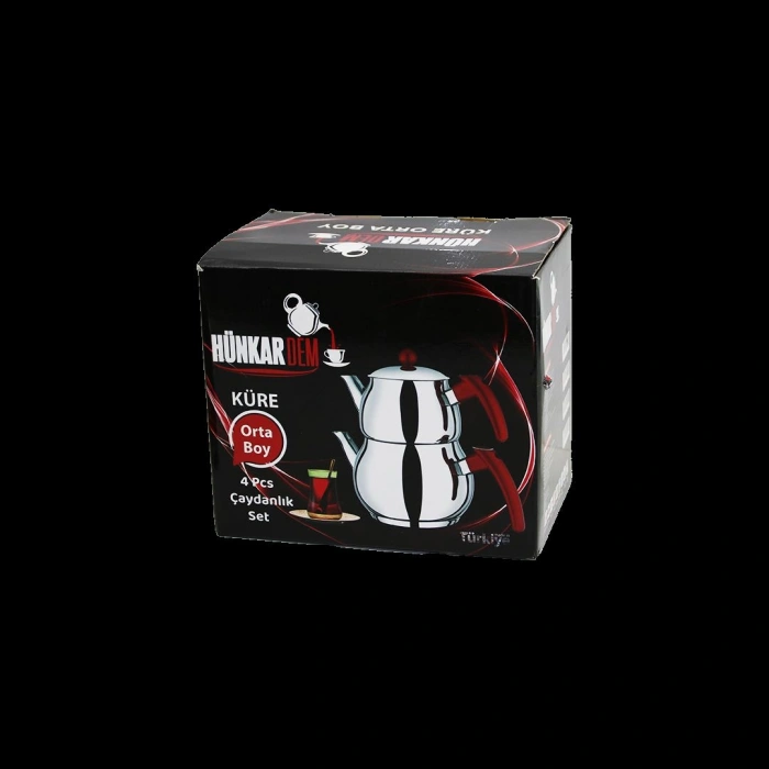 Hubrendy Tedarik Paslanmaz Çelik Çaydanlık Seti (1L + 2L) Küre Model