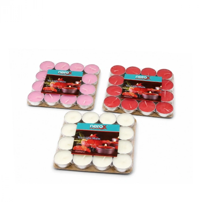 Hubrendy Tedarik Renkli Yuvarlak Tea Light Mum 16lı