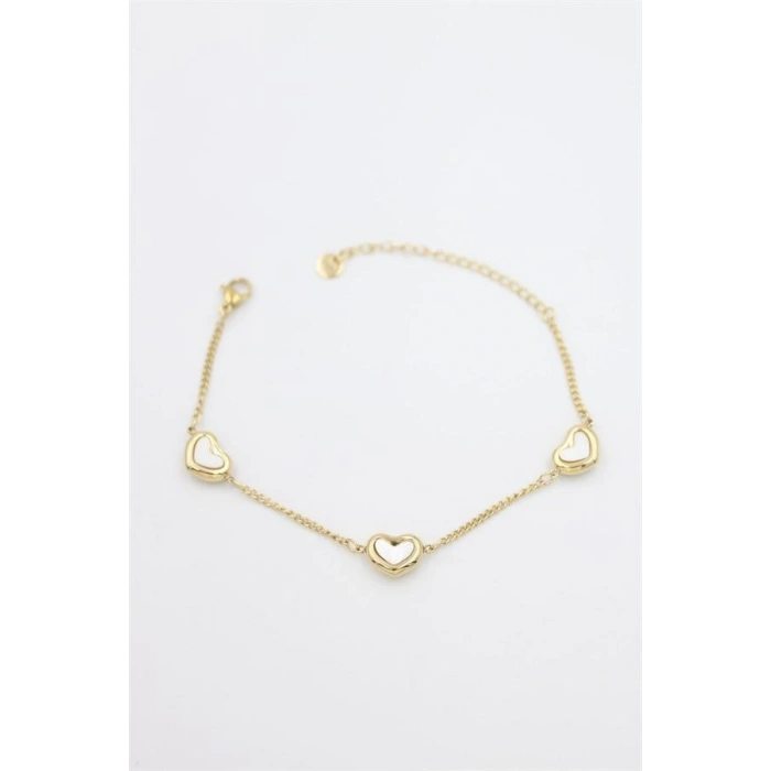 Hubrendy Tedarik Sedefli Kalp Bileklik - Altın