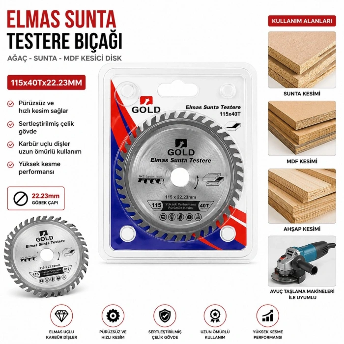 Hubrendy Tedarik Sunta Kesici Disk 115 mm 40T 22.23 mm