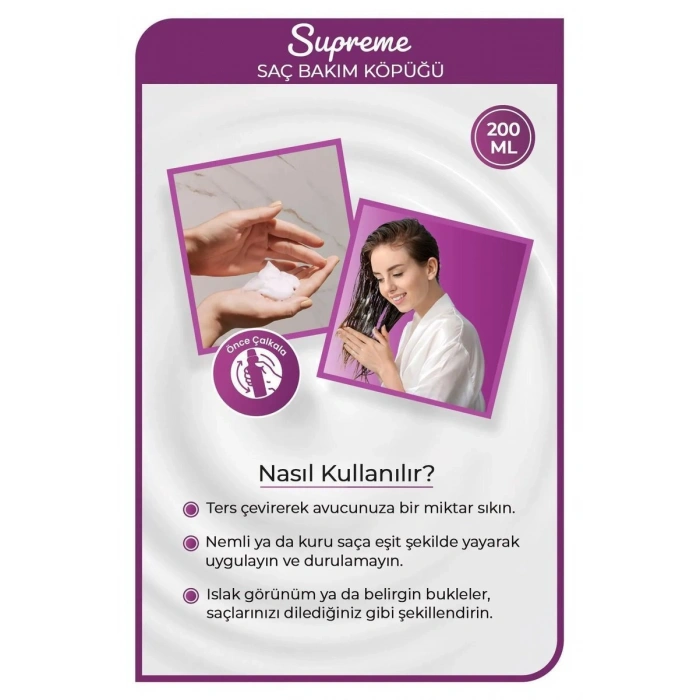 Hubrendy Tedarik Supreme Saç Köpük 200 ML - Nemlendirme - mrfs