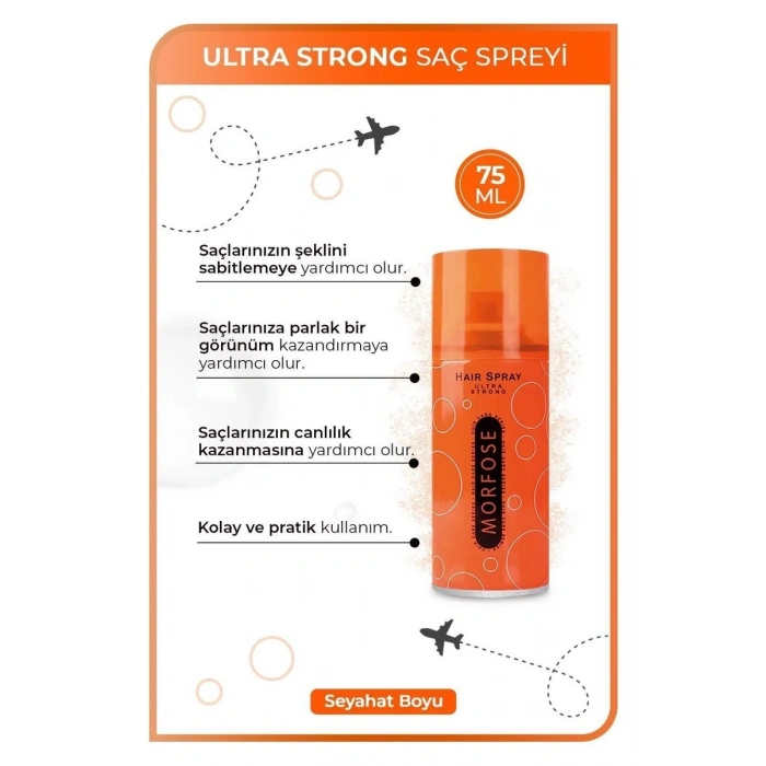 Hubrendy Tedarik Ultra Strong Saç Spreyi 75 ML - Güçlü Tutuş - mrfs