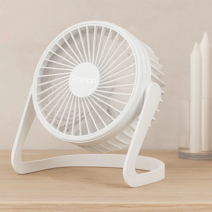 Hubrendy Tedarik USB Şarjlı Masaüstü Fan 14.5x14.1 cm PVC Gövde