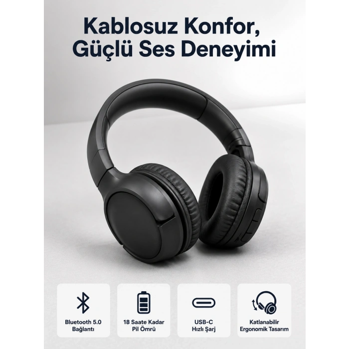 Hubrendy Tekno 2025 Model Kulak Üstü Bluetooth Hoparlör ANC Özellikli