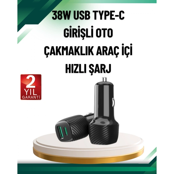 Hubrendy Tekno 3A Güç Kapasiteli USB & Type-C Çakmaklık Şarj Adaptörü