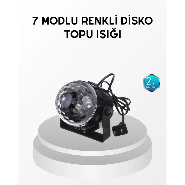 Hubrendy Tekno 7 Renk Modlu Müzik Sensörlü Disko Topu – LED Işıklı Parti Aydınlatması