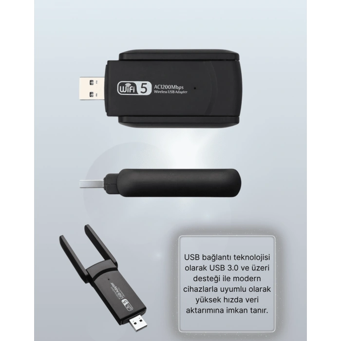 Hubrendy Tekno AC1200 USB WiFi Adaptör