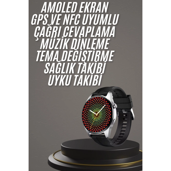 Hubrendy Tekno Akıllı Saat 1.5 Inç Amoled Ekran Çift Kordonlu GPS NFC Uyumlu