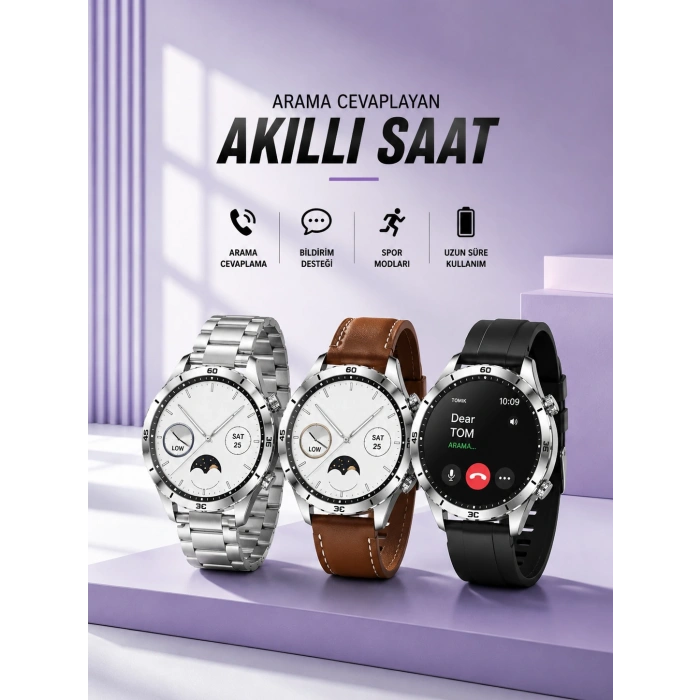 Hubrendy Tekno Akıllı Saat Bildirim Görme Sesli Görüşme Çoklu Kordon GPS Takibi