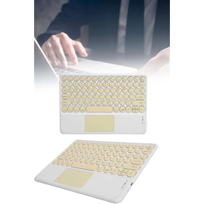 Hubrendy Tekno Android ve İOS Uyumlu Bluetooth Klavye Touchpad Slim Kablosuz Wifi Q Klavye