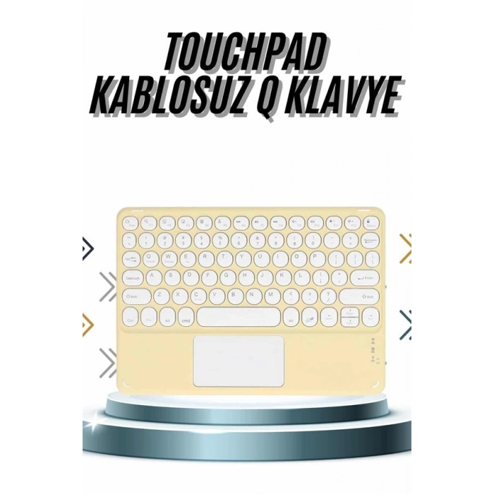 Hubrendy Tekno Android ve İOS Uyumlu Bluetooth Klavye Touchpad Slim Kablosuz Wifi Q Klavye