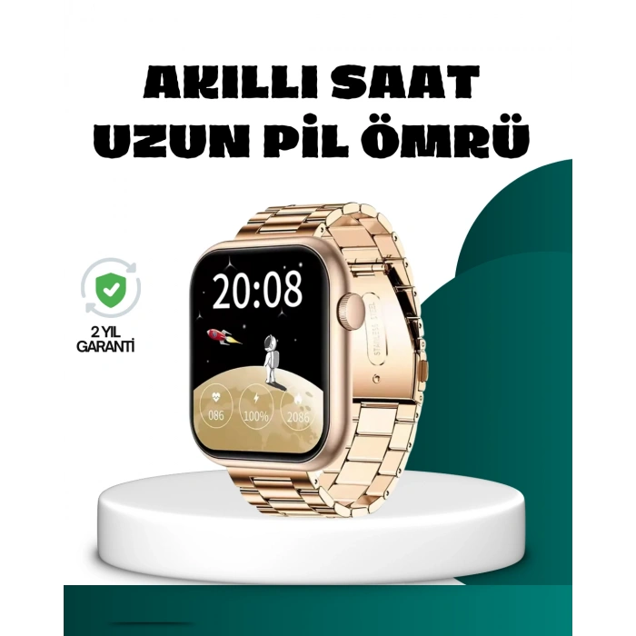 Hubrendy Tekno Bluetooth Arama Özellikli Akıllı Saat Uzun Pil Ömürlü