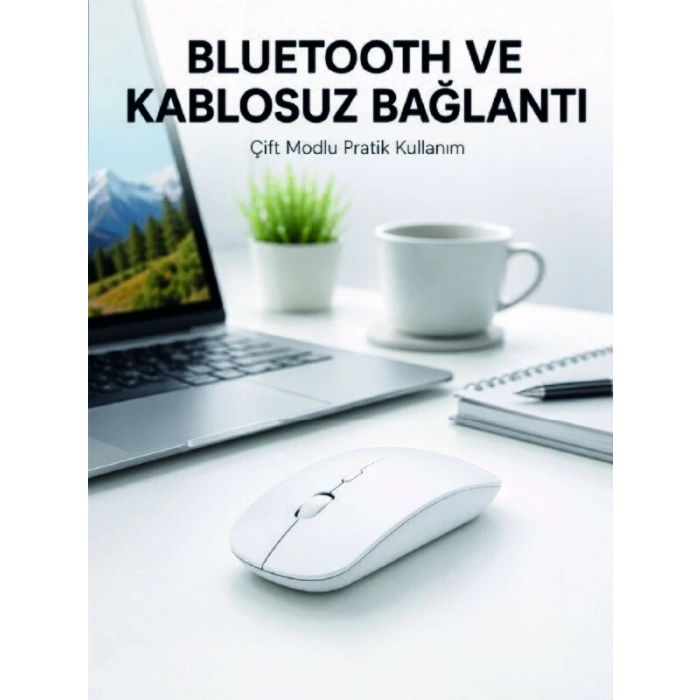 Hubrendy Tekno Bluetooth Kablosuz Wireless Mouse Şarjlı Sessiz Ergonomik 5000 DPI Fare