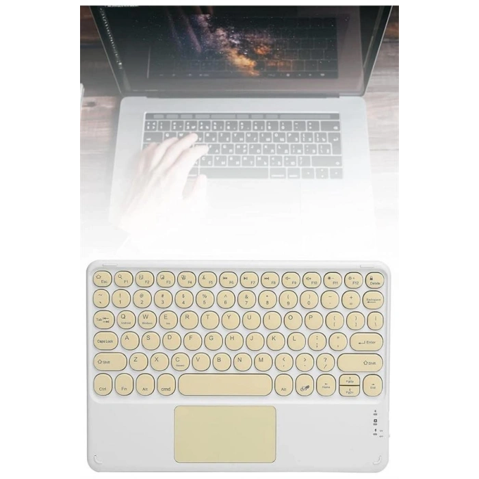 Hubrendy Tekno Bluetooth Touchpad Klavye 10.9 inch Kablosuz Wifi Q Klavye Slim