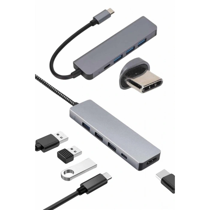 Hubrendy Tekno Çevirici Dönüştürücü Adaptör Macbook 3 In 1 Type-C To Hdmı USB 3.0