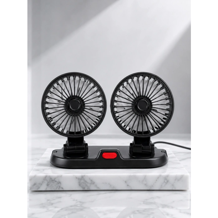 Hubrendy Tekno Çift Başlıklı Araç İçi USB Vantilatör Soğutucu Fan
