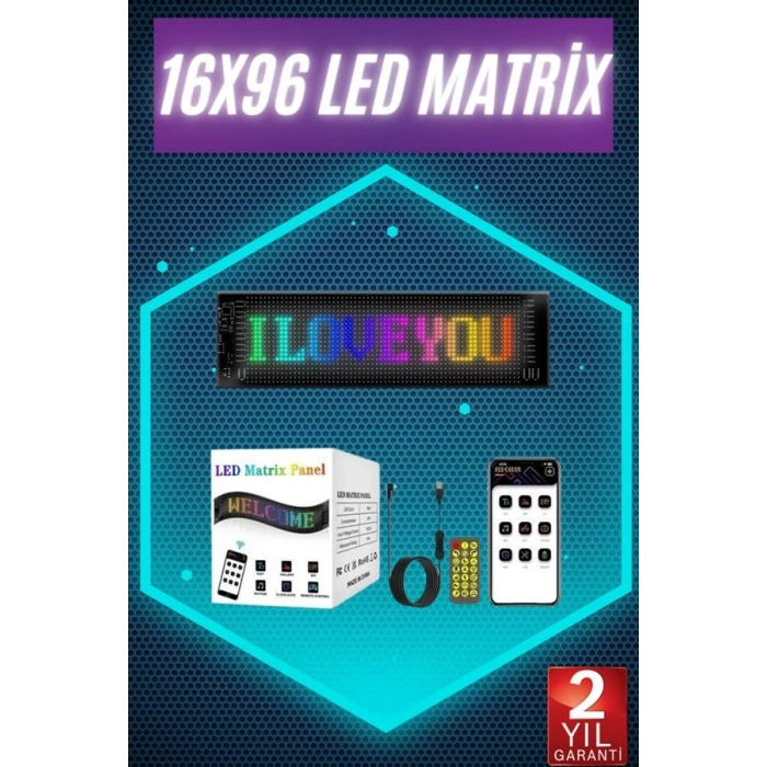 Hubrendy Tekno Digital Araba Yazısı Ekran Matrix En Büyük Boy Matrix LED Panel 19*96 pıxel