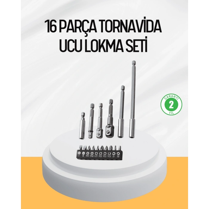 Hubrendy Tekno Ergonomik 16 Parça Bits Tornavida Uç ve Adaptör Seti