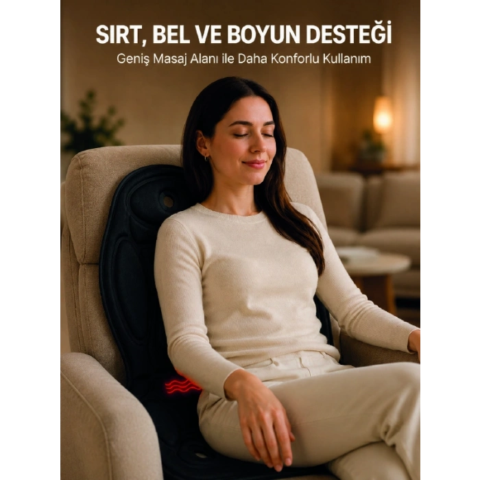 Hubrendy Tekno Ev Ofis Araç Uyumlu Isıtmalı Tam Vücut Masaj Minderi