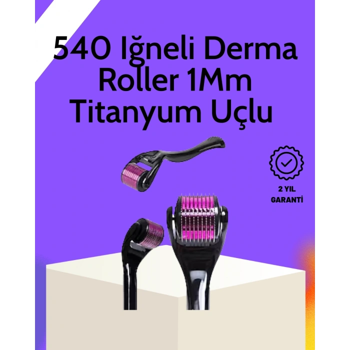 Hubrendy Tekno Evde Güvenli Kullanım İçin Titanyum Derma Roller – Siyah Saplı