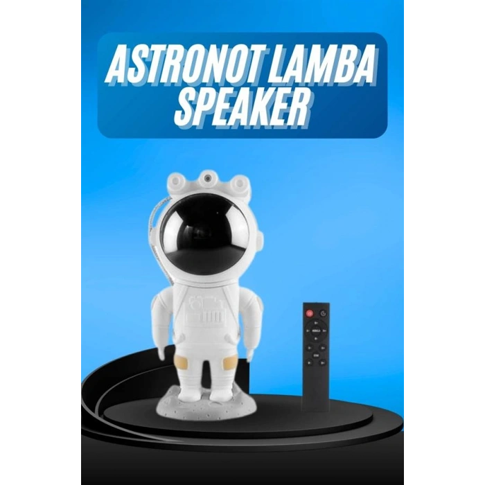 Hubrendy Tekno Gece Lambası Astronot Bluetooth Hoparlörlü Galaksi Işık Projektörü
