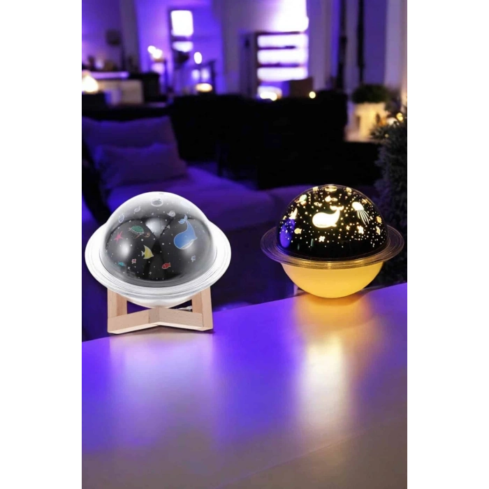 Hubrendy Tekno Hava Nemlendirici Masa ve Gece Lambası USB Projeksiyon Aromaterapi