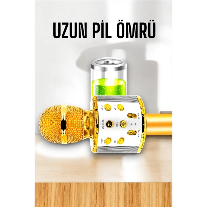 Hubrendy Tekno Kablosuz Bluetooth Karaoke Mikrofon USB ve AUX Girişli, Yüksek Ses Kalitesi