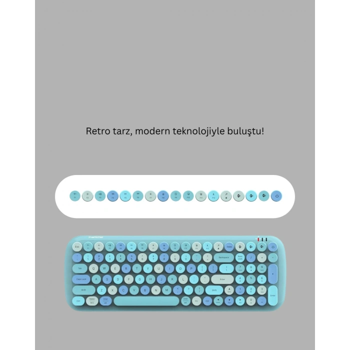 Hubrendy Tekno Kablosuz Klavye Mouse Seti mavi