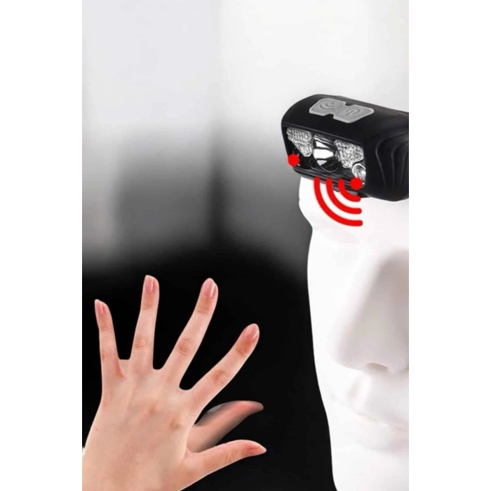 Hubrendy Tekno Kafa Lambası Kamp Lambası Sensörlü Şarjlı Ayarlanabilir
