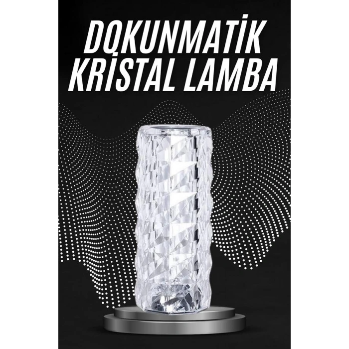 Hubrendy Tekno Kristal Lamba Masa Lambası Şarjlı Masa Lambası Dokunmatik Sensör Usb Şarjlı