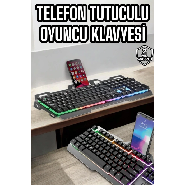 Hubrendy Tekno Oyuncu Klavyesi Q Klavye RGB Işıklı Mouse Hediyeli