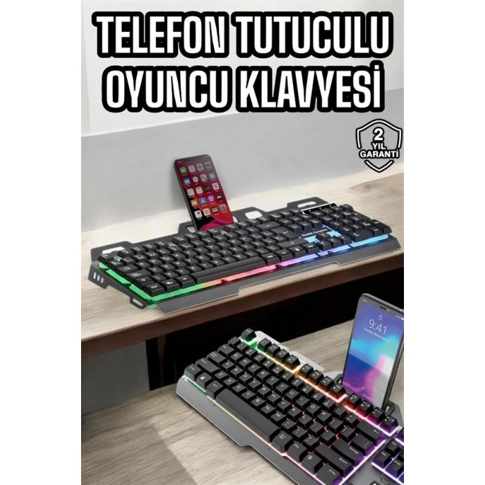Hubrendy Tekno Oyuncu Klavyesi Q Klavye RGB Işıklı Mouse Hediyeli