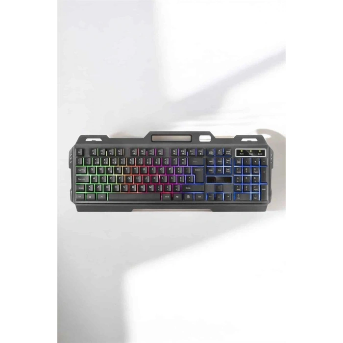 Hubrendy Tekno Oyuncu Klavyesi Q Klavye RGB Işıklı Mouse Hediyeli