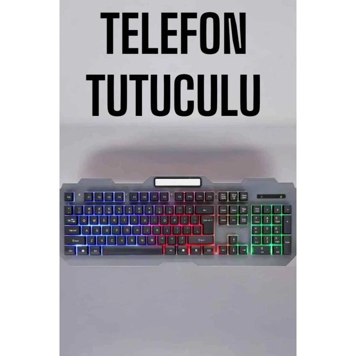 Hubrendy Tekno Q Klavye RGB Işıklı Klavye Ve Mouse Seti Kablolu Mouse Hediyeliş