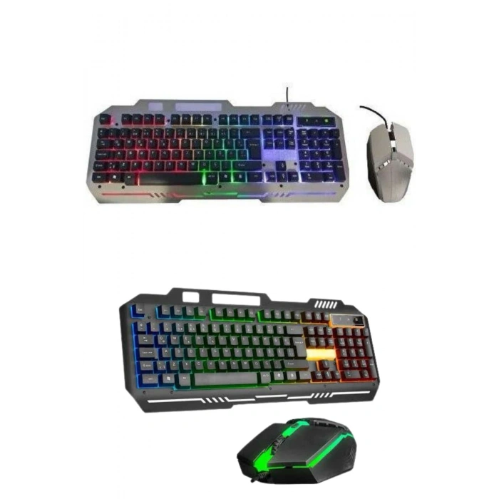 Hubrendy Tekno RGB Işıklı Gaming Oyuncu Klavye Q Klavye Mouse Hediyeli
