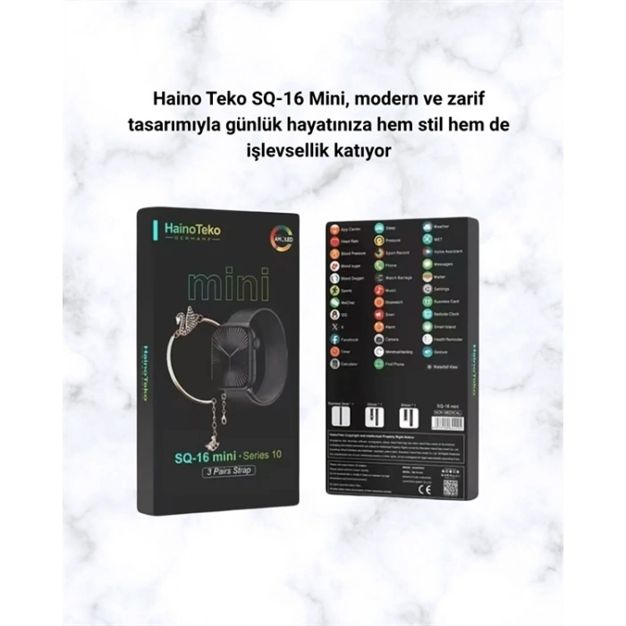 Hubrendy Tekno SQ-16 Mini Series 10 Akıllı Saat – 3 Kordon + Hediye Bileklik