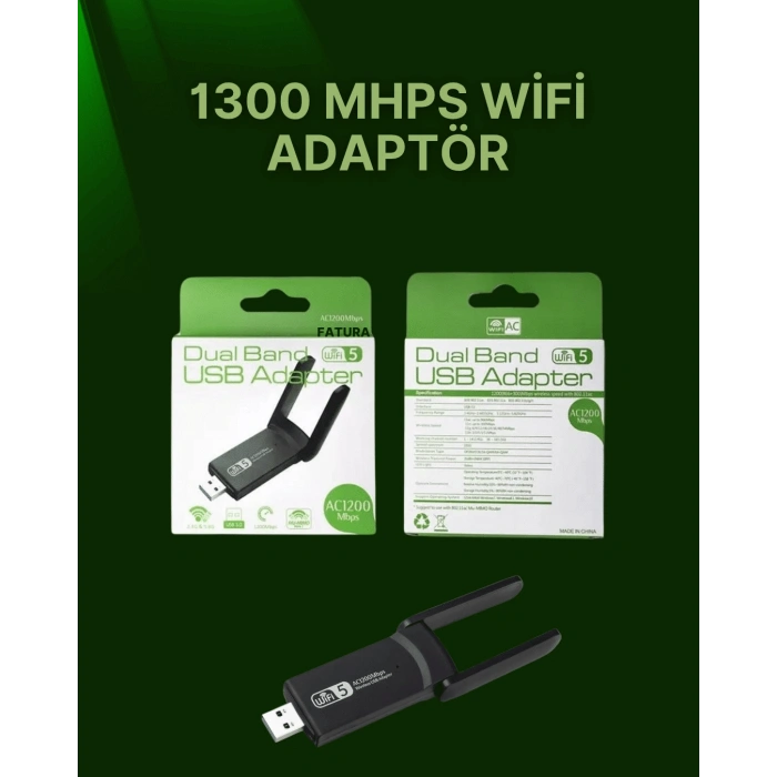 Hubrendy Tekno USB 3.0 Wireless Adaptör – 2.4GHz & 5GHz Destekli