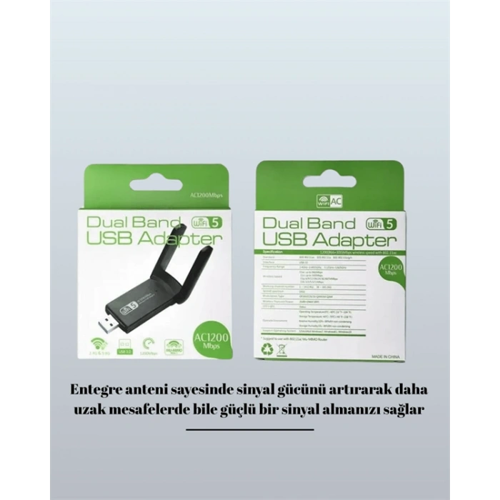 Hubrendy Tekno USB WiFi Adaptör – 1200 Mbps Hız