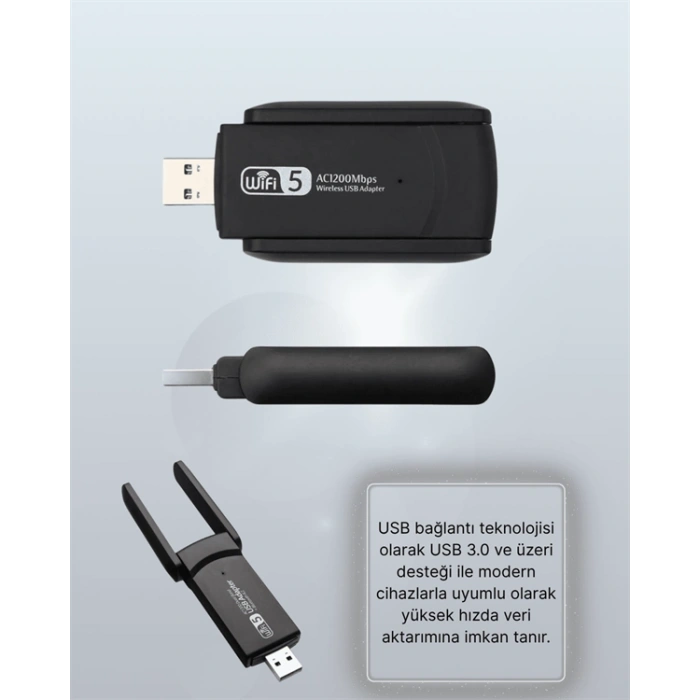 Hubrendy Tekno USB WiFi Adaptör – 1200 Mbps Hız