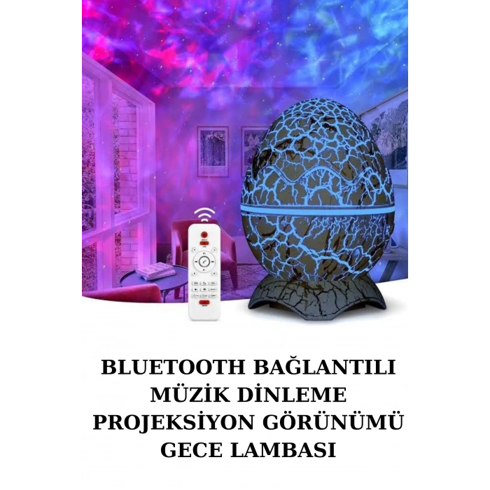 Hubrendy Tekno Yumurta Şeklinde Su Dalgalı Bluetooth Speaker Lamba Renkli Şarjlı