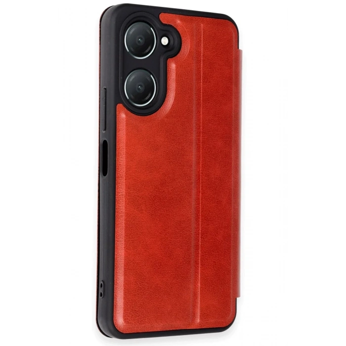 Hubrendy Bez Vivo Y18 Kılıf Flip Cover - Kırmızı