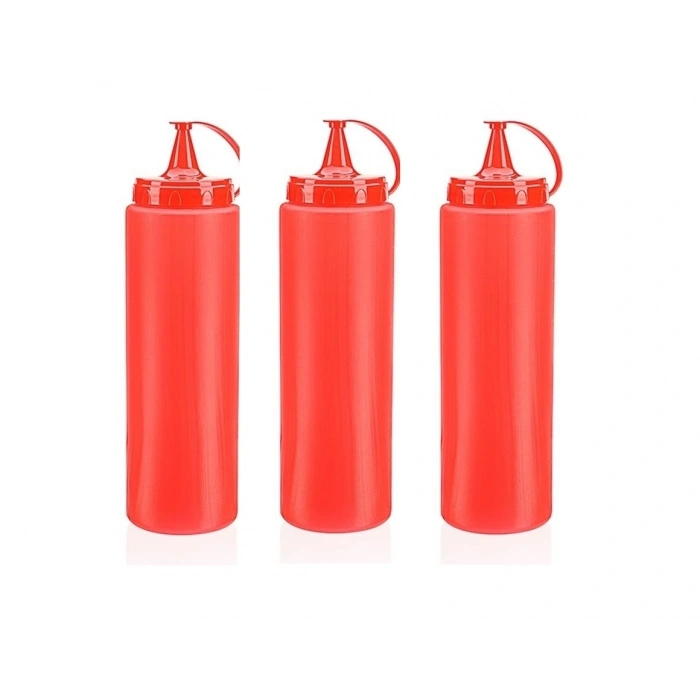 Ketçap Şişesi - 700ml Kırmızı 3 Adet