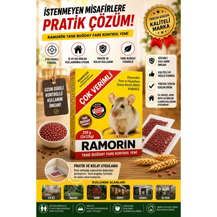 Tane Buğday Fare Kontrol Yemi 250 Gr Pratik Kullanım