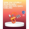 Hubrendy Tekno Çinko Alaşımlı Uçlu 120 W Şarj Kablosu – Dolaşmaya Dayanıklı 1,2 m USB Kablo
